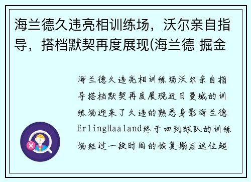 海兰德久违亮相训练场，沃尔亲自指导，搭档默契再度展现(海兰德 掘金)