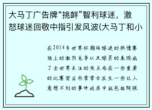 大马丁广告牌“挑衅”智利球迷，激怒球迷回敬中指引发风波(大马丁和小马丁)